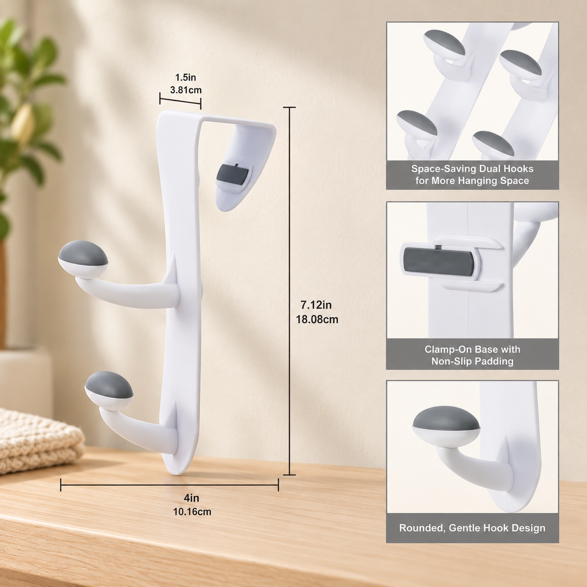 Non-Slip Door Hooks – 2 Pack