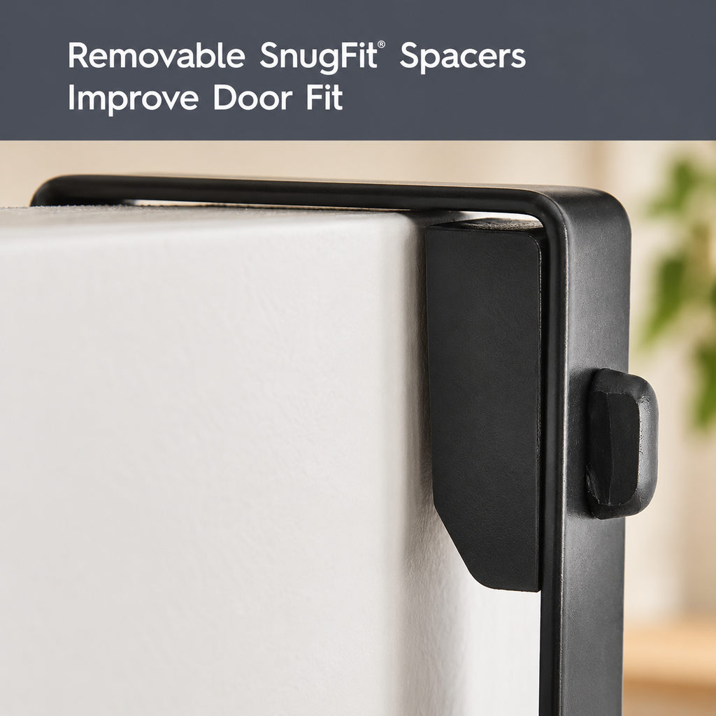 Better Homes & Gardens SnugFit Over-the-Door Hanging Hooks, 6 Double Hooks, Matte Black