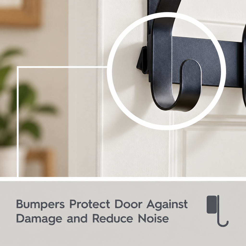 Better Homes & Gardens SnugFit Over-the-Door Hanging Hooks, 6 Double Hooks, Matte Black