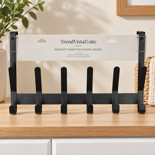 Better Homes & Gardens SnugFit Over-the-Door Hanging Hooks, 6 Double Hooks, Matte Black