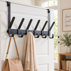 Better Homes & Gardens SnugFit Over-the-Door Hanging Hooks, 6 Double Hooks, Matte Black