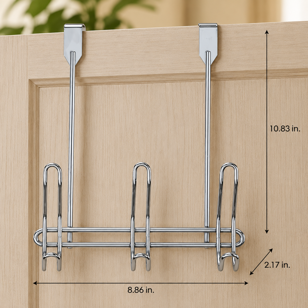 Simplify 6 Hook Compact over the Door Hooks, Chrome