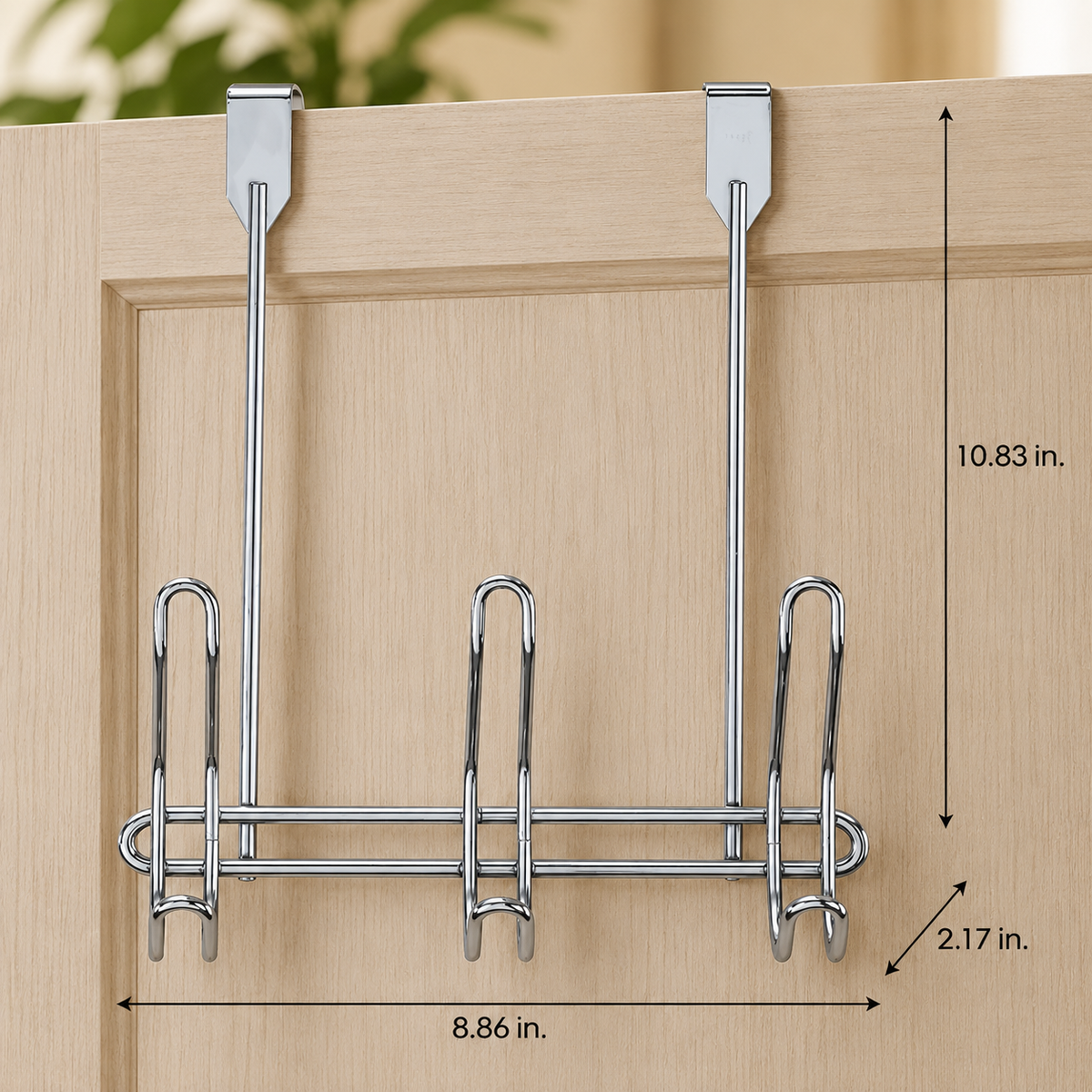 Simplify 6 Hook Compact over the Door Hooks, Chrome