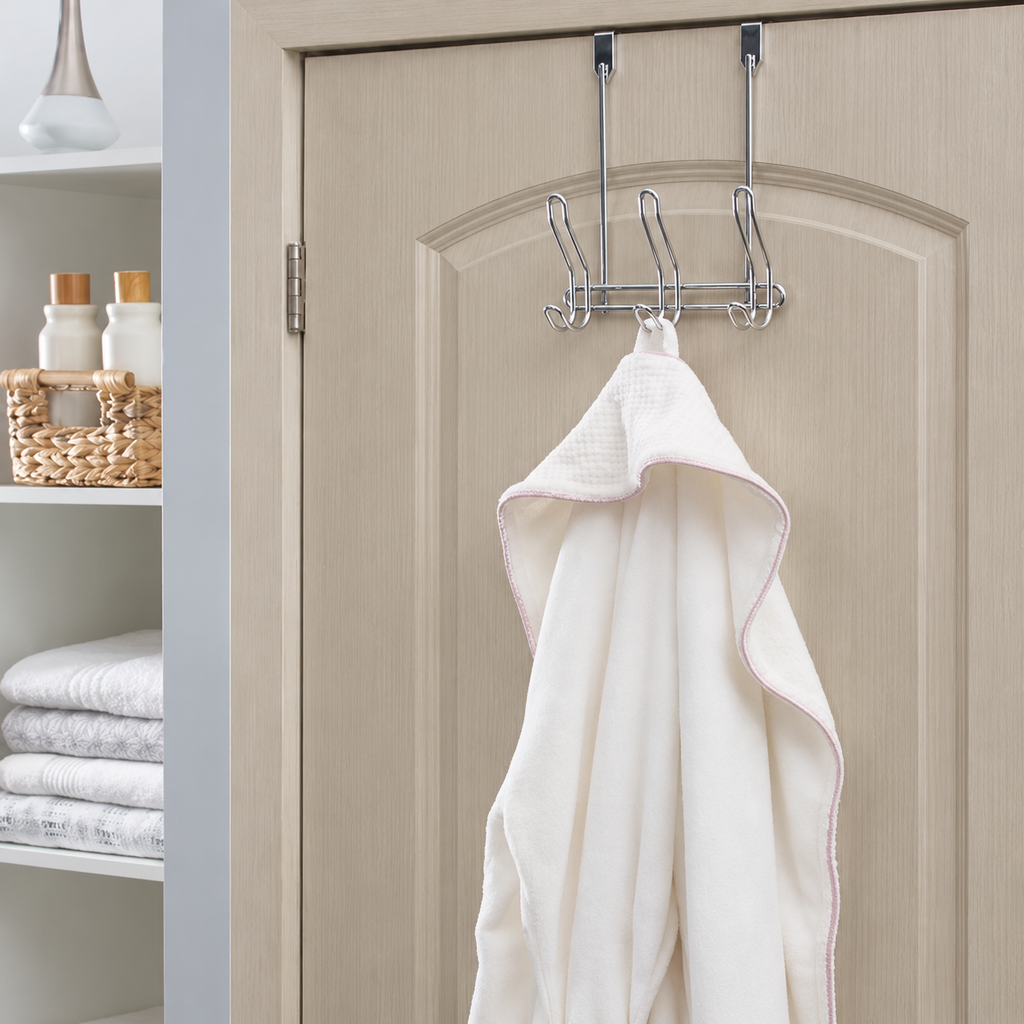 Simplify 6 Hook Compact over the Door Hooks, Chrome