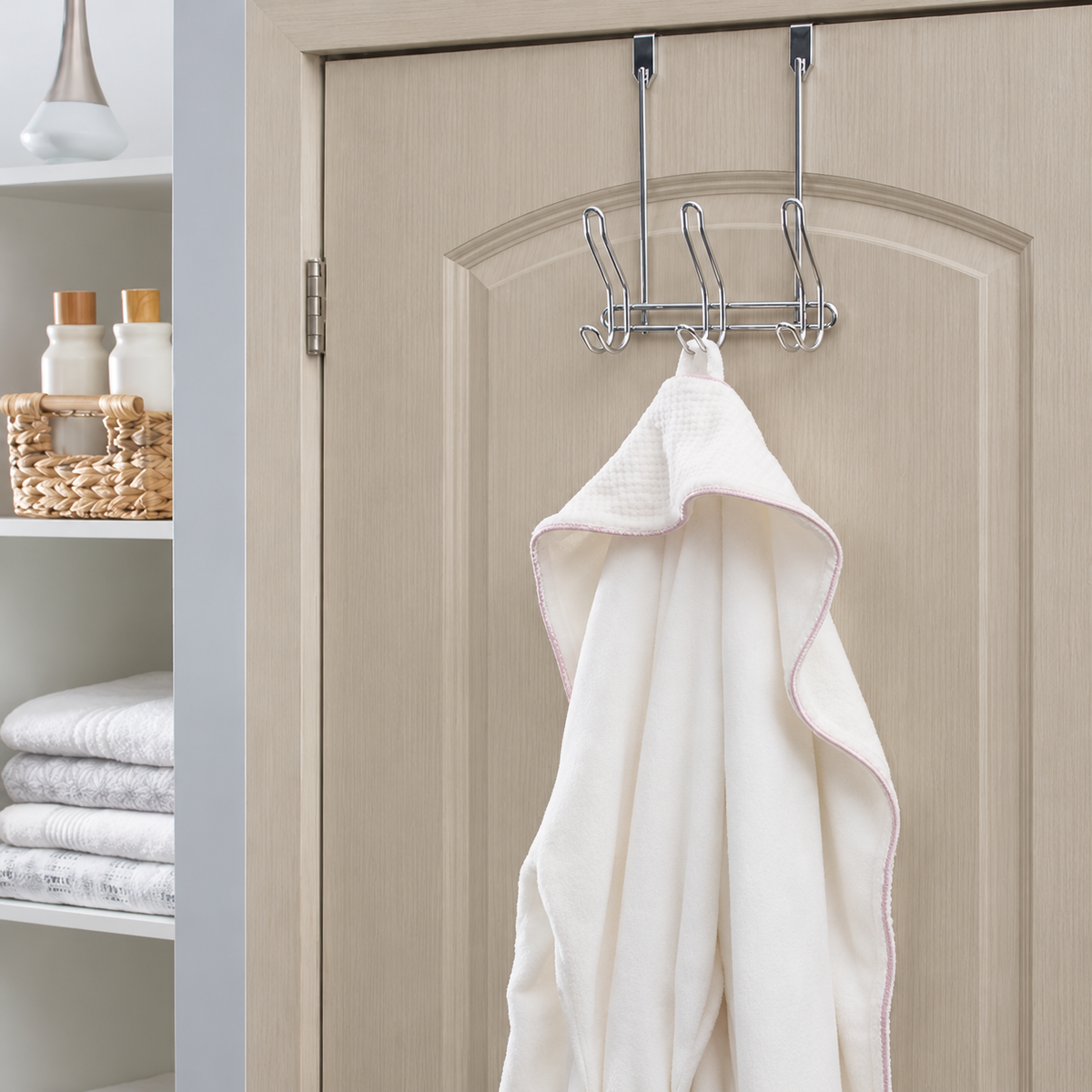 Simplify 6 Hook Compact over the Door Hooks, Chrome