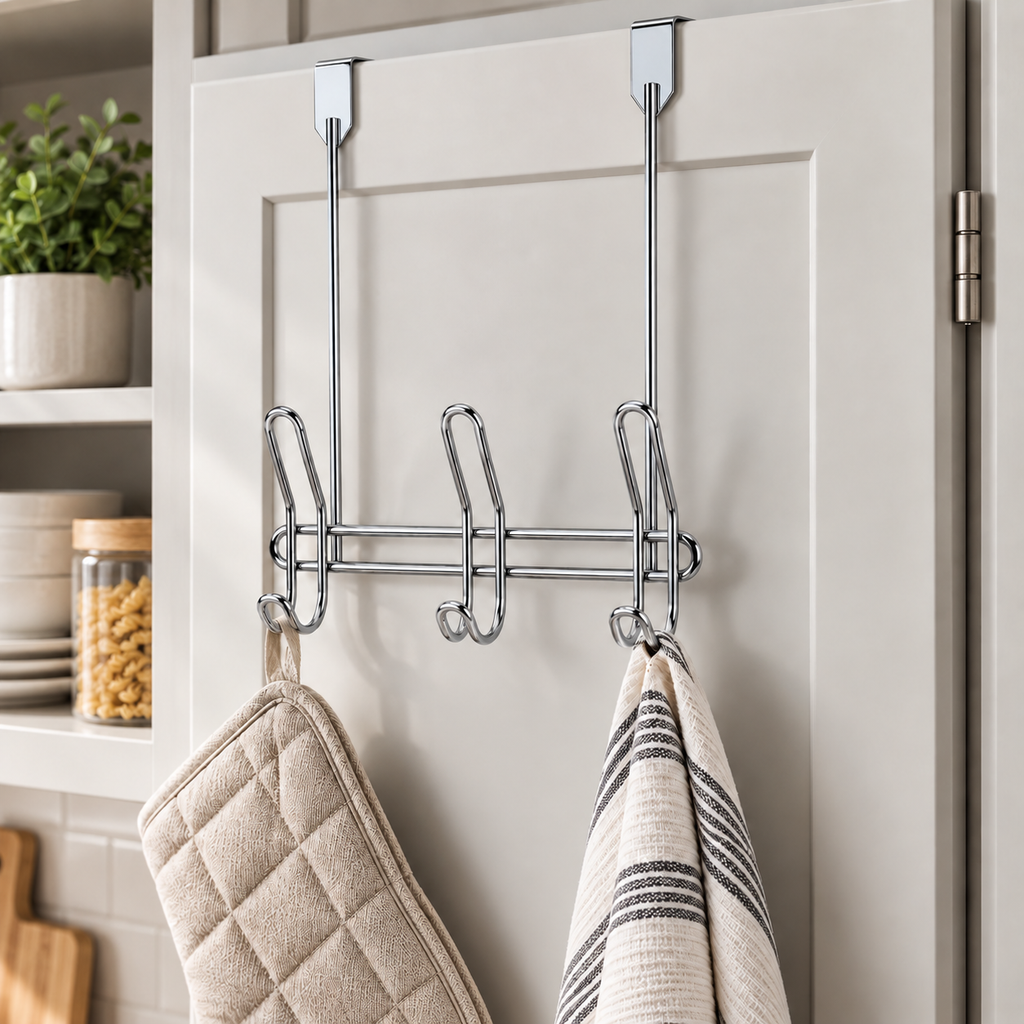 Simplify 6 Hook Compact over the Door Hooks, Chrome